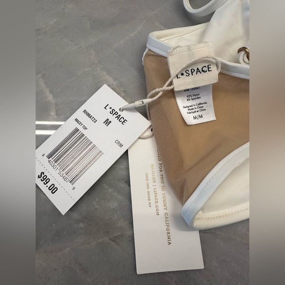 NWT! L*Space Macey white and nude mesh bikini Top. Women’s medium $99 - Picture 2 of 3